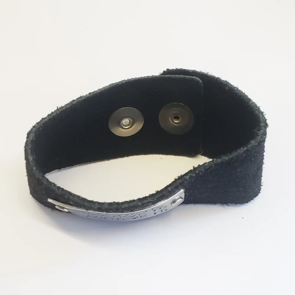 Dream It Believe It Achieve It Silver & Black Leather Bracelet Unisex